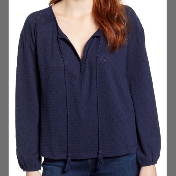 Caslon Tops - Caslon Navy Peasant Top NWT